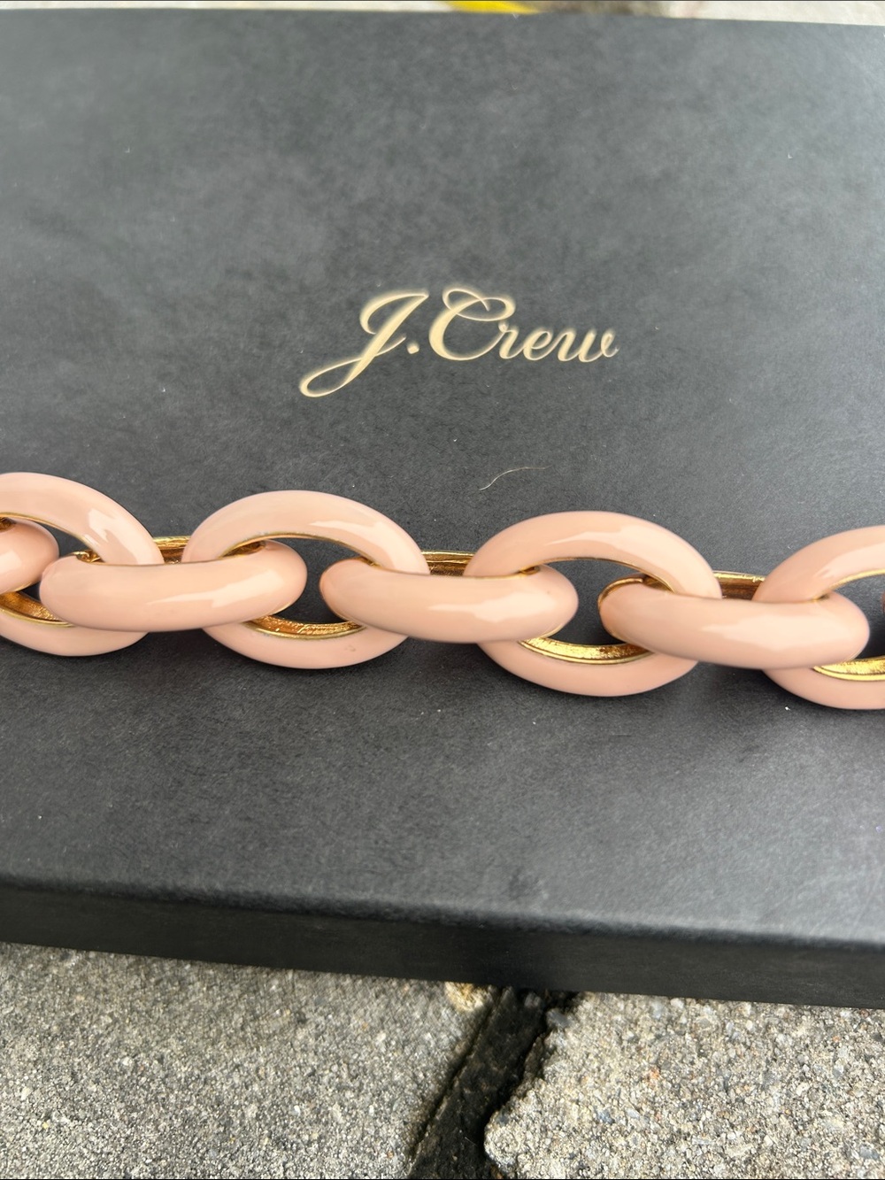J. Crew Blush Pink Classic Enamel Link Chain Bracelet with Gold 2012 - Picture 4 of 4